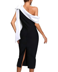 AMINA GLAM Amina Glam Solid Midi Dress