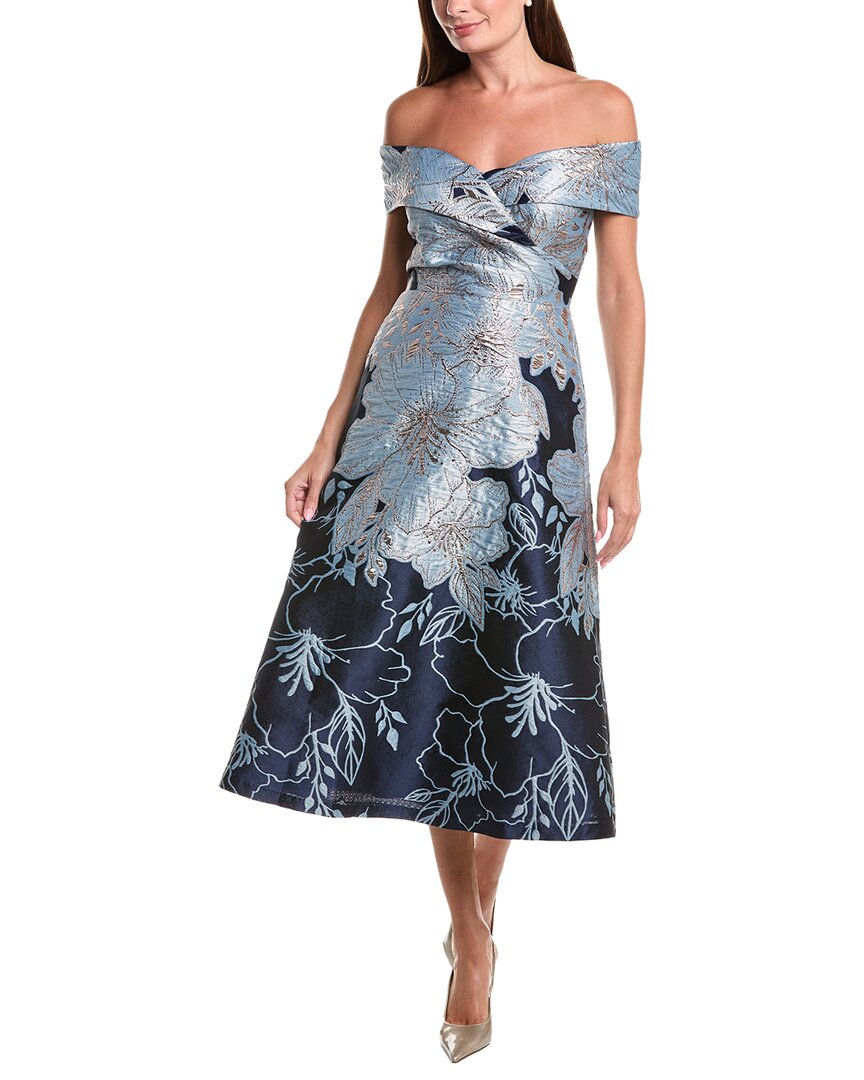 Teri Jon by Rickie Freeman Teri Jon By Rickie Freeman Metallic Jacquard Floral Off-Shoulder Fit N Flare