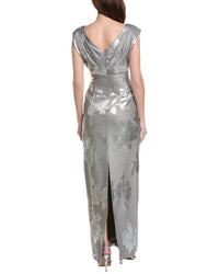 Lela Rose V-Neck Wool-Blend Gown