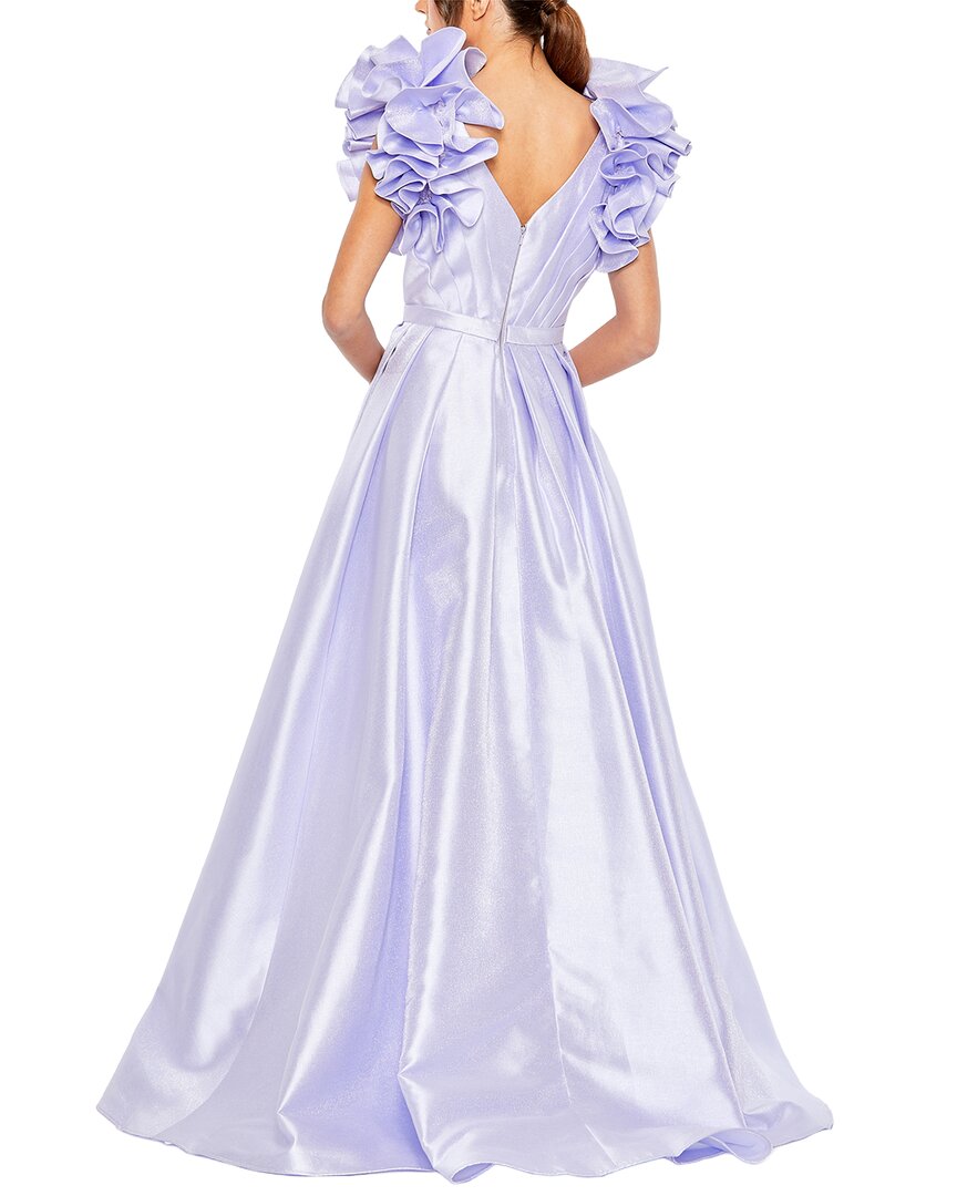 Mac Duggal Flutter Sleeve V Neck Front Slit Ball Gown