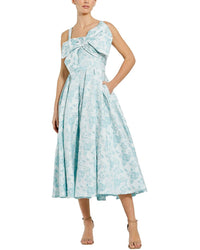 Mac Duggal Sleeveless Large Bow Detail Floral Brocade Dress