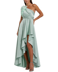 Mac Duggal Ruffled One Shoulder Cut Out Hi-Lo Gown