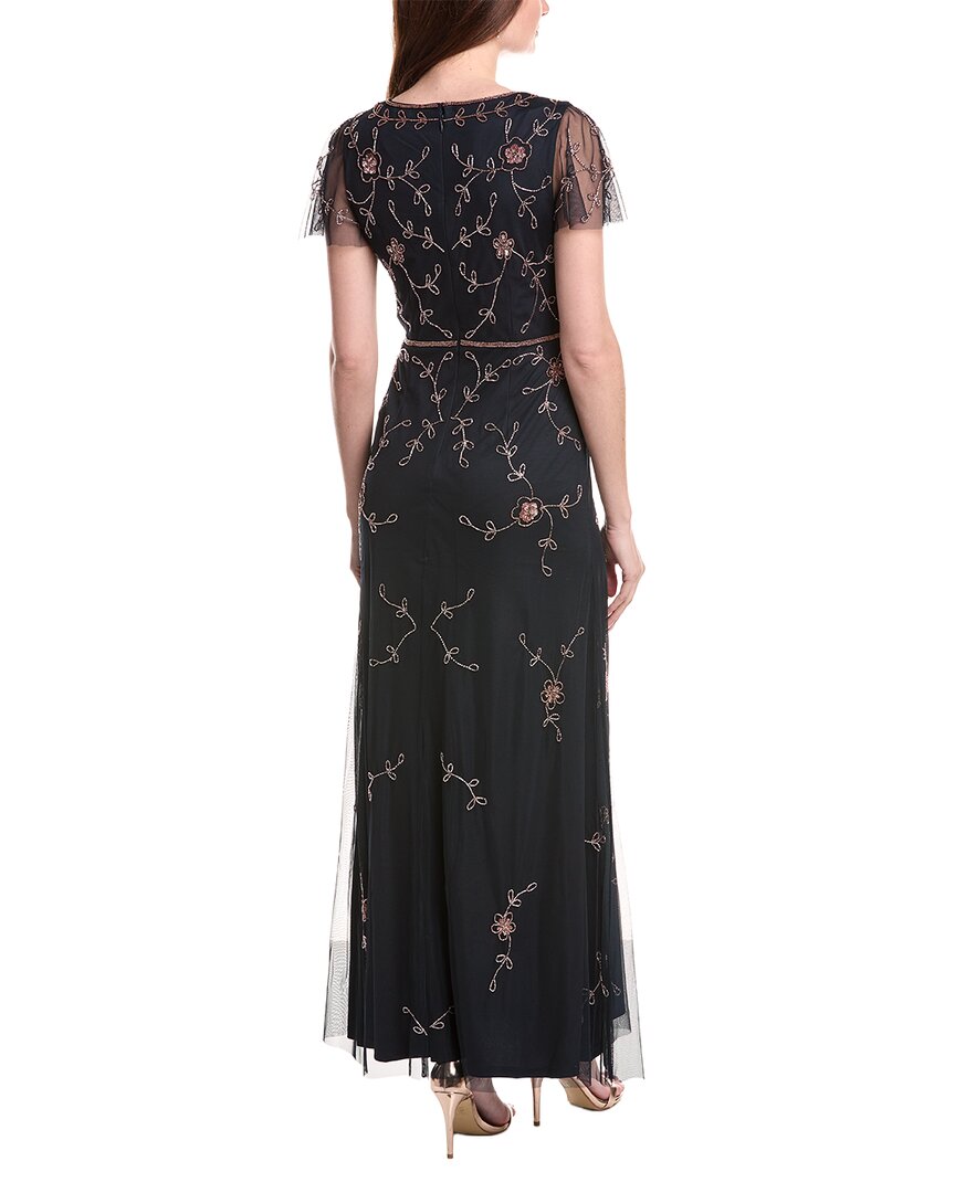 Adrianna Papell Bead V Neck Long Dress