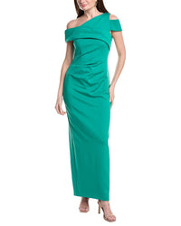 Adrianna Papell Asymmetrical Drape Slim Column Gown