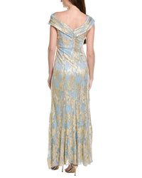 Adrianna Papell Foil Leaf Mermaid Gown