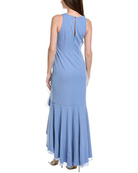 Adrianna Papell High-Low Crepe Halter Gown