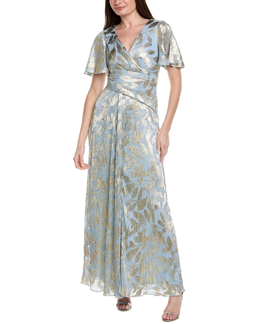 Adrianna Papell Foil Leaf Draped Gown