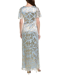 Adrianna Papell Foil Leaf Draped Gown