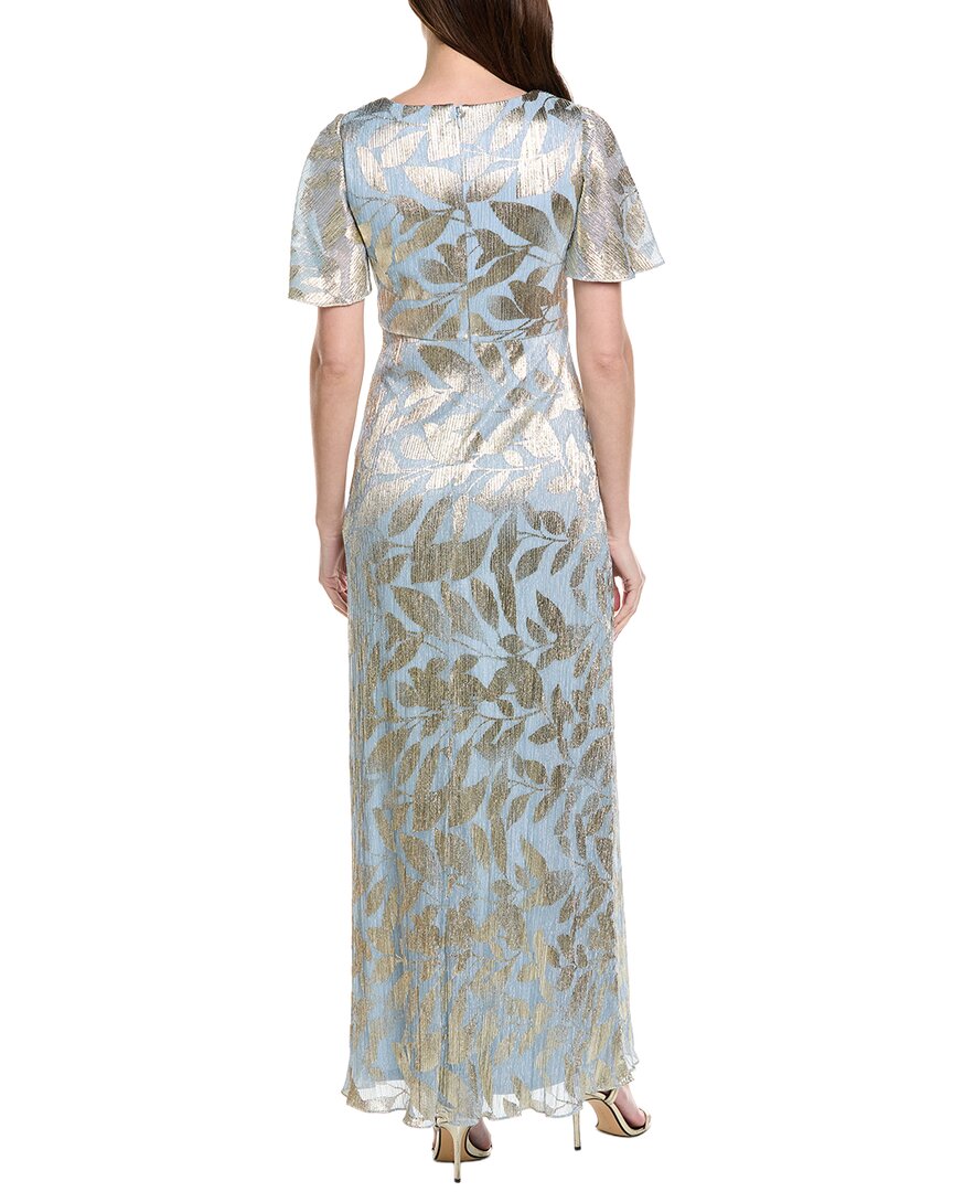 Adrianna Papell Foil Leaf Draped Gown