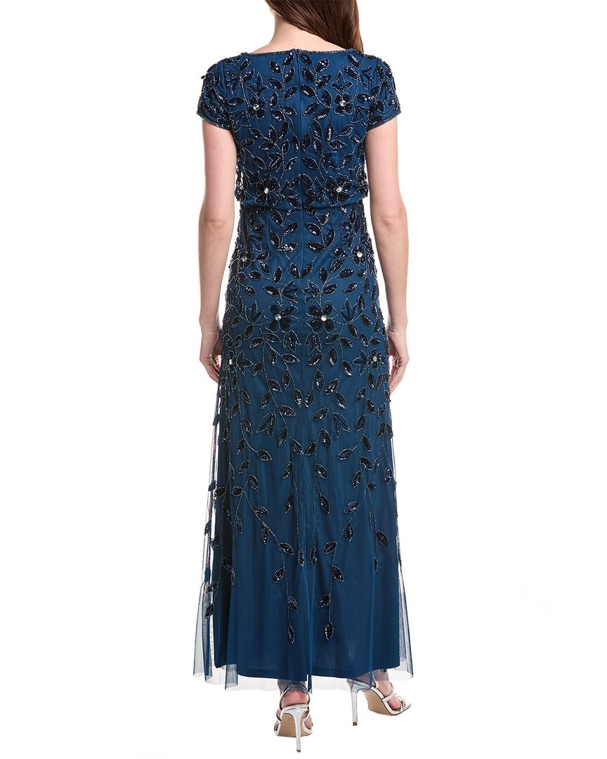 Adrianna Papell Blouson Beaded Long Dress
