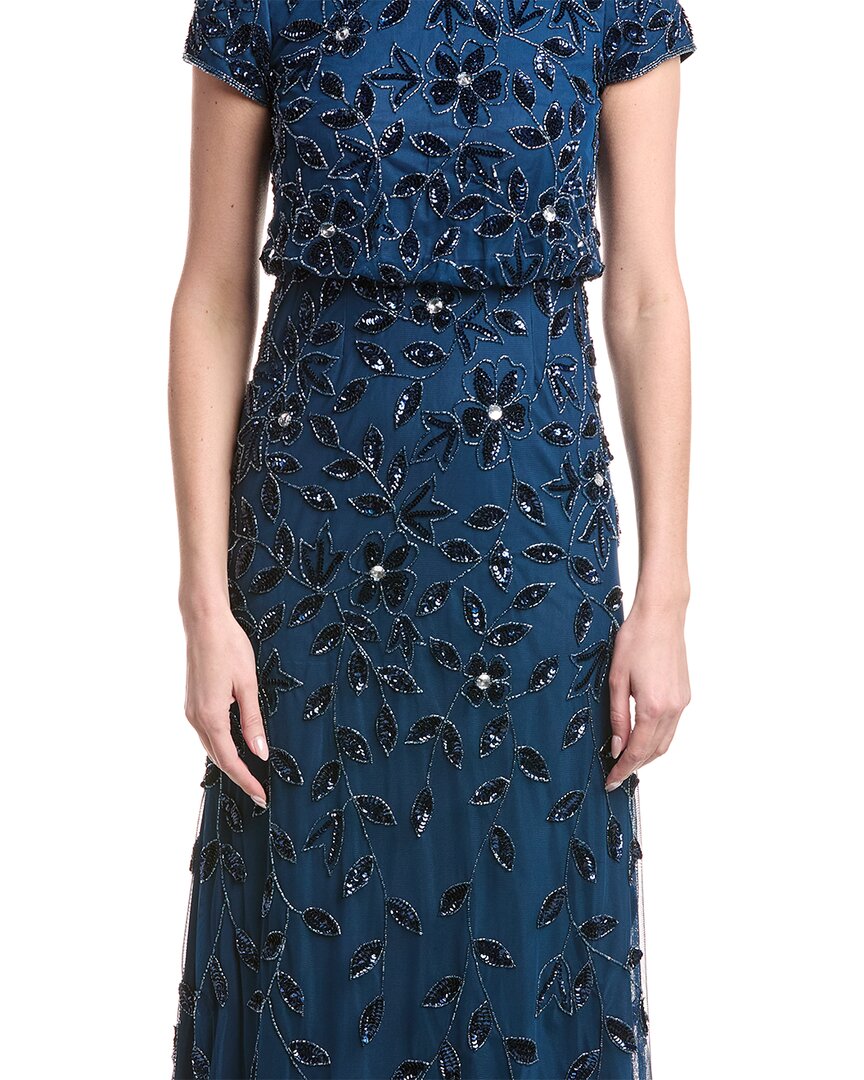 Adrianna Papell Blouson Beaded Long Dress