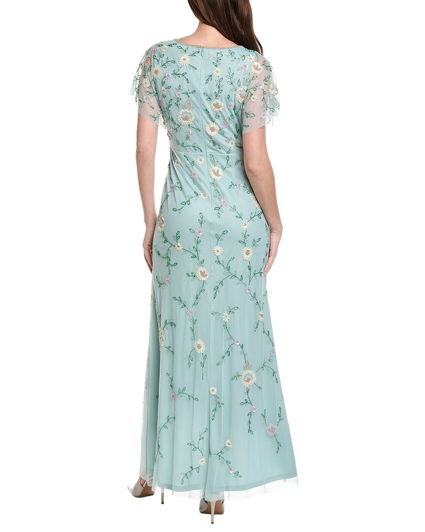 Adrianna Papell Flutter Sleeve Beaded Wrap Dress