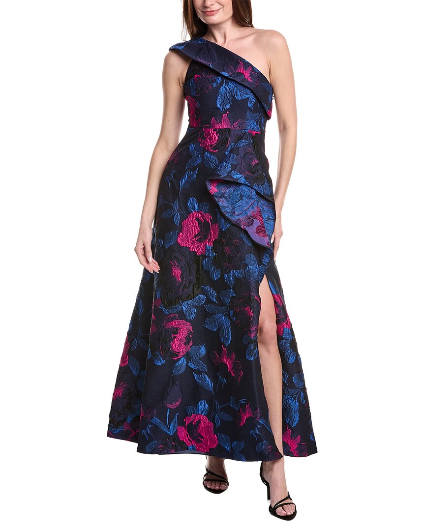 Adrianna Papell One Shoulder Jacquard Gown