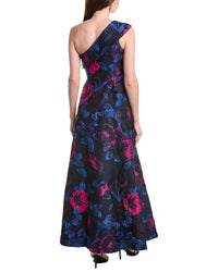 Adrianna Papell One Shoulder Jacquard Gown