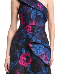 Adrianna Papell One Shoulder Jacquard Gown