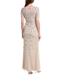 Adrianna Papell Beaded Mesh Long Dress