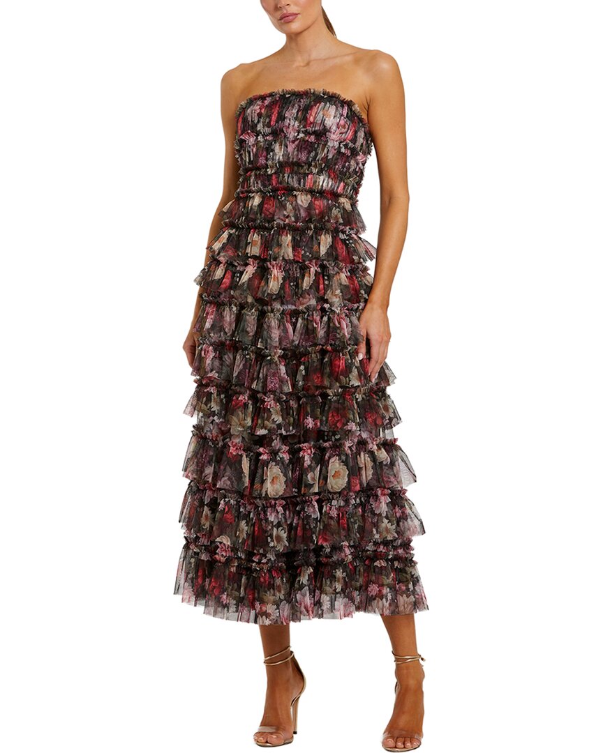 Mac Duggal Strapless Micro Ruffle A Line Midi Dress
