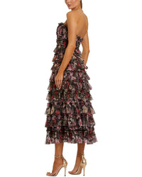 Mac Duggal Strapless Micro Ruffle A Line Midi Dress