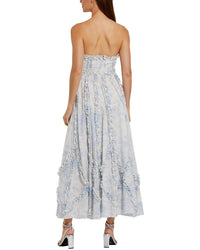Mac Duggal Floral Cotton Ruffle Strapless Gown
