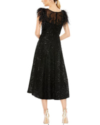 Mac Duggal Feather Shoulder Embellished Dress