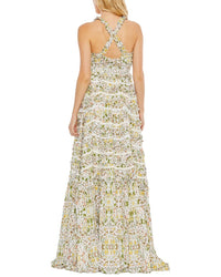Mac Duggal Floral Ruffle A-Line Gown