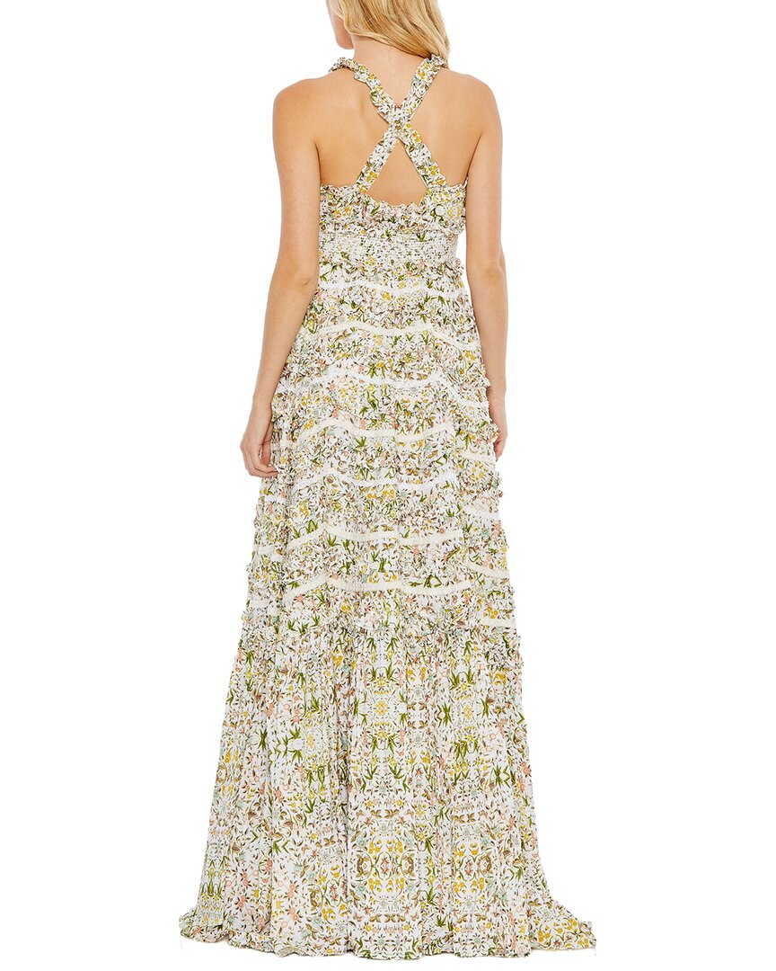 Mac Duggal Floral Ruffle A-Line Gown