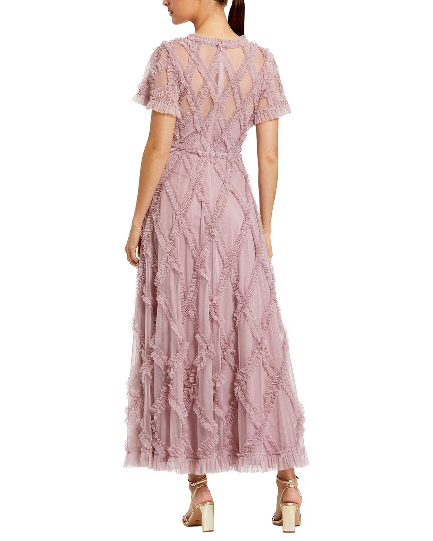 Mac Duggal Mesh High Neck Ruffle Maxi Dress