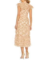 Mac Duggal Mesh Ruffle Tiered A-Line Dress