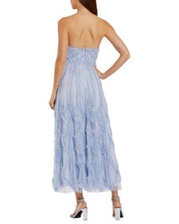 Mac Duggal Mesh Micro Ruffle Strapless A-Line Maxi Dress