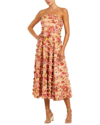 Mac Duggal Ruffle Strapless Midi Dress