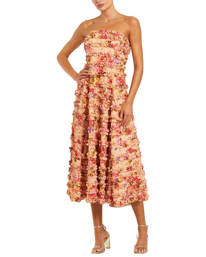 Mac Duggal Ruffle Strapless Midi Dress