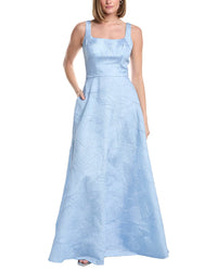 Rene Ruiz Swoop Neck A-Line Gown