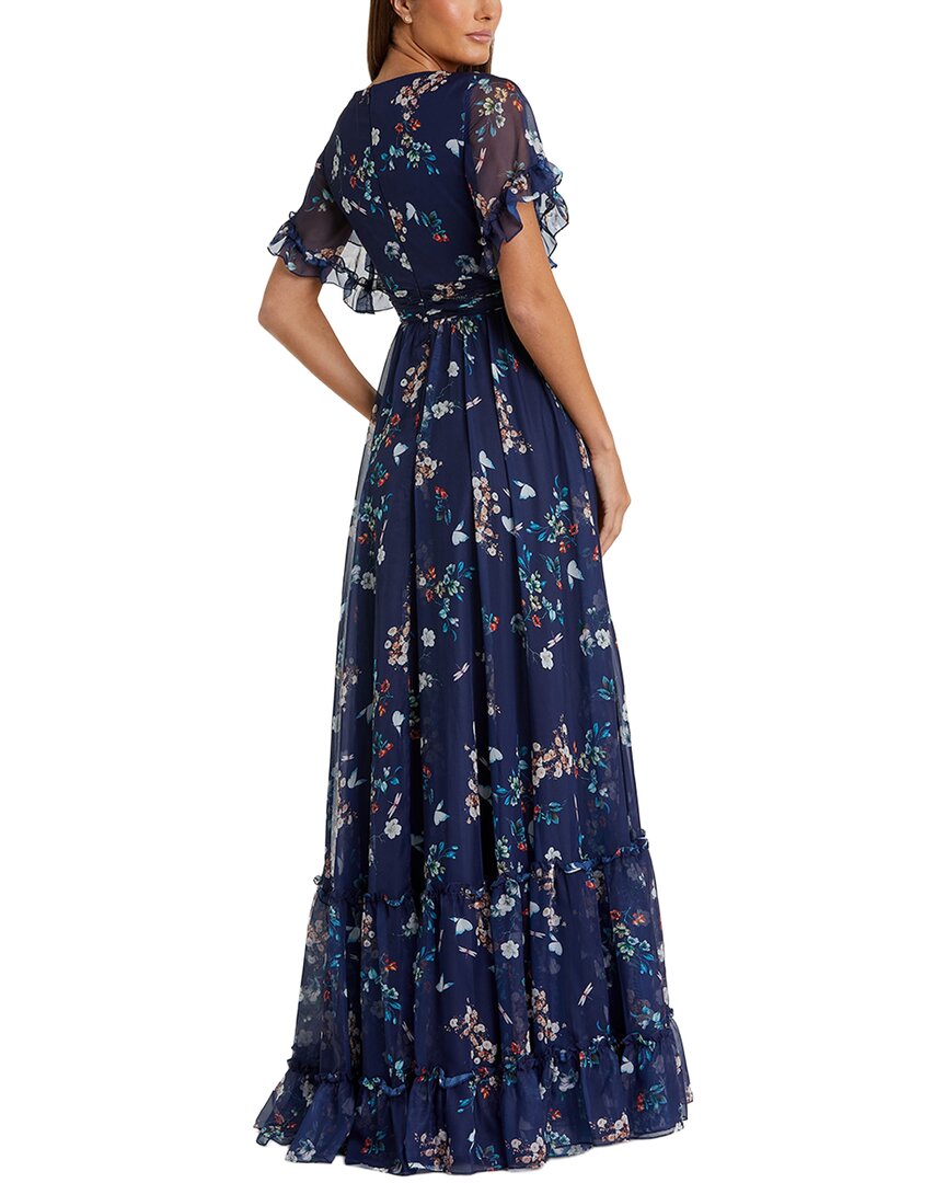 Mac Duggal Flounce Sleeve Floral Maxi Dress