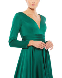 Mac Duggal Long Sleeve A Line Midi Dress
