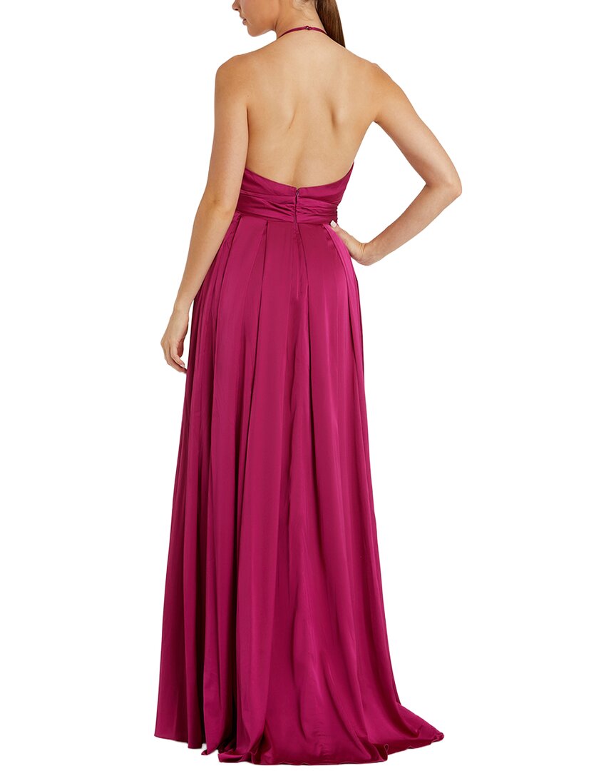 Mac Duggal Charmeuse Halter Strap Soft Tie Waist Gown