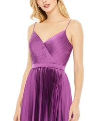 Mac Duggal Satin Flowy Pleated Dress