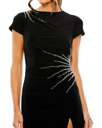 Mac Duggal Slit Gown With Side Beaded Detail