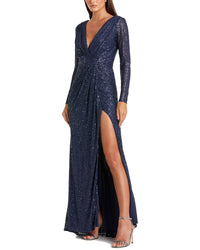 Mac Duggal Sequined Long Sleeve Gown