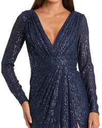 Mac Duggal Sequined Long Sleeve Gown