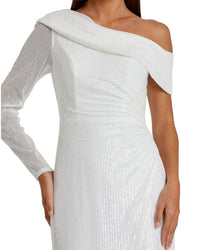 Mac Duggal Mac Duggal Sequined Drop Shoulder Faux Wrap Gown