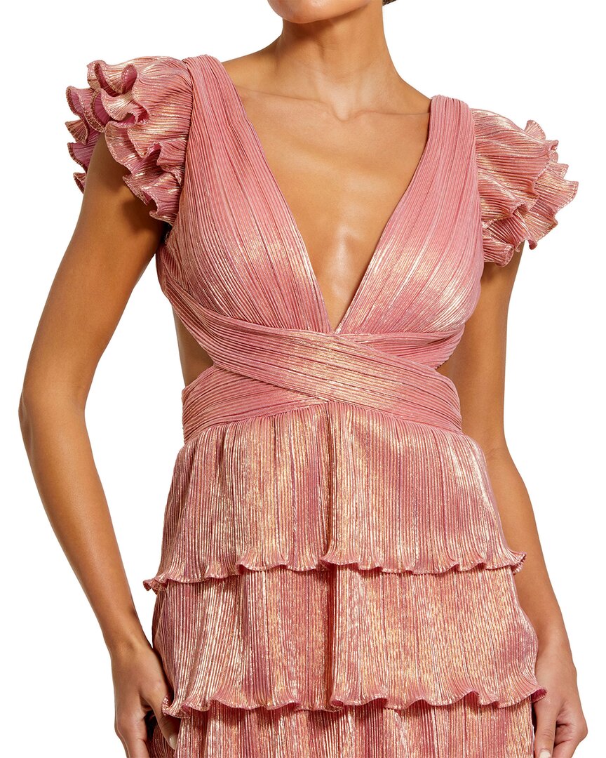 Mac Duggal Ruffle Tiered Criss Cross Lace Up Gown