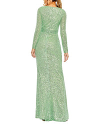 Mac Duggal Sequined Long Sleeve Gown