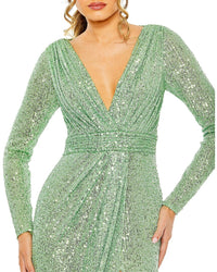 Mac Duggal Sequined Long Sleeve Gown