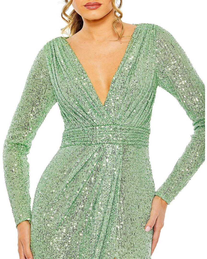 Mac Duggal Sequined Long Sleeve Gown