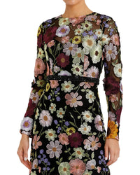 Mac Duggal High Neck Floral Embellished Dress