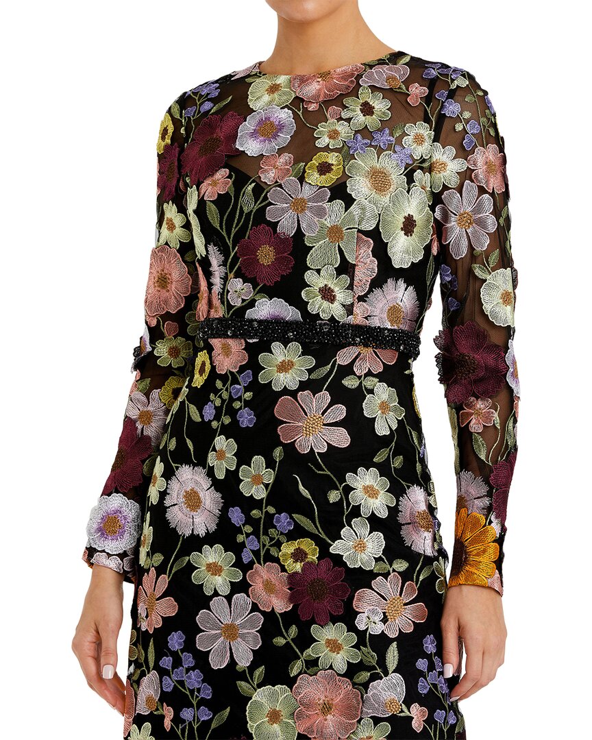 Mac Duggal High Neck Floral Embellished Dress