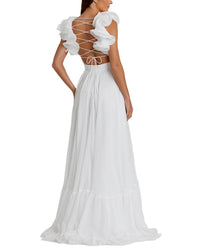 Mac Duggal Ruffle Tiered Cut-Out Chiffon Gown