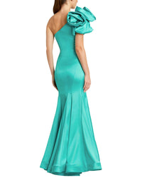 Mac Duggal Off The Shoulder Bustier Satin Mermaid Gown