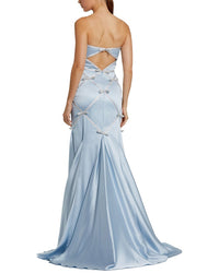 Mac Duggal Strapless Satin Mermaid Gown With Bow Details