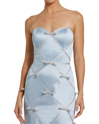 Mac Duggal Strapless Satin Mermaid Gown With Bow Details